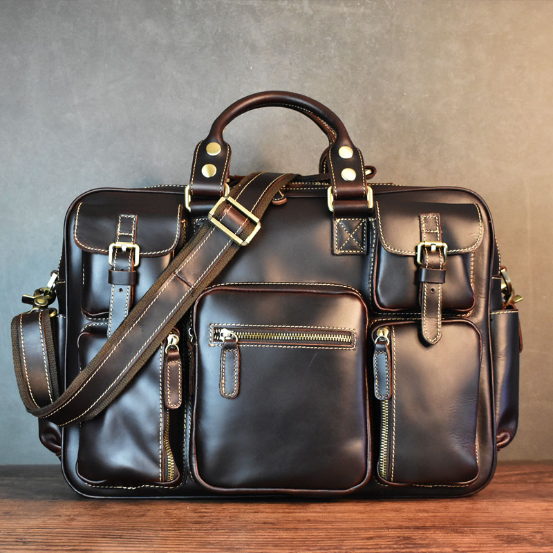 Luxury Bags Luggage - Vintage Men's Black Shoulder Bags High-Capacity